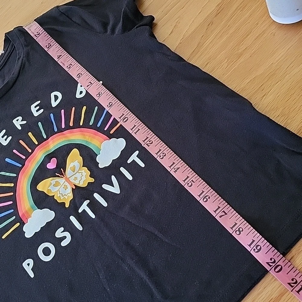 🐞4/$10🐞 Old Navy Kids Black Rainbow Positivity Graphic T-shirt Size XL (14-16)